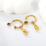 2*16mm O.D. C-Shape with 6*13mm Drops Earrings Gold Color