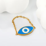 18*9.5mm Eye with Blue Drip Soft Ring Gold Color