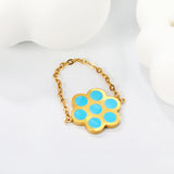 15mm Seven Round Flower with Blue Drip Soft Ring Gold