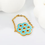 14mm Seven Hole Flower with Blue Drip Oil Soft Ring Gold Color