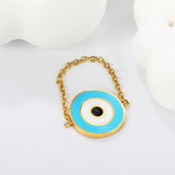 15mm Round Eye with Blue Drip Soft Ring Gold Color