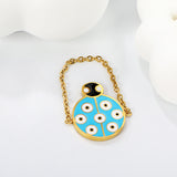 14*18mm Round Beetle with Blue Drip Soft Ring Gold