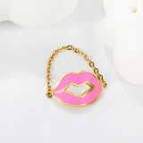 16.3*10.7mm Lips with red/pink oil drip soft ring gold color