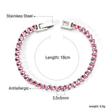 5*3.5mm Oval White/Purple/Red/Pink/Aquamarine/Mixed Color Genuine Zirconium Clasp Bracelet 17cm Steel/Gold