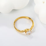 New Stainless Steel with 6.4mm White Diamonds Ring Gold/Steel Color