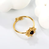 12.3mm Sun Belt White Cat's Eye/Black Cat's Eye/Turquoise/Tiger's Eye Ring Golden 8