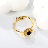 12.3mm Sun Belt White Cat's Eye/Black Cat's Eye/Turquoise/Tiger's Eye Ring Golden 8