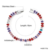 5*3.5mm Oval White/Purple/Red/Pink/Aquamarine/Mixed Color Genuine Zirconium Clasp Bracelet 17cm Steel/Gold