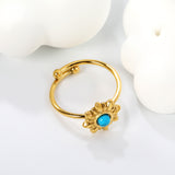 12.3mm Sun Belt White Cat's Eye/Black Cat's Eye/Turquoise/Tiger's Eye Ring Golden 8