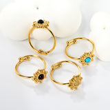 12.3mm Sun Belt White Cat's Eye/Black Cat's Eye/Turquoise/Tiger's Eye Ring Golden 8