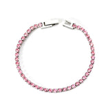 2mm/3mm round purple/pink/mixed/black crystal/white zirconium clasp bracelet 17cm steel/gold color