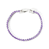 2mm/3mm round purple/pink/mixed/black crystal/white zirconium clasp bracelet 17cm steel/gold color