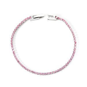 2024 New Year 2~3mm Round Pink Diamond Buckle Bracelet 17cm