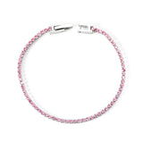 2mm/3mm round purple/pink/mixed/black crystal/white zirconium clasp bracelet 17cm steel/gold color