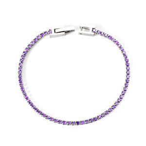 2024 New Year 2~3mm Round Purple Diamond Buckle Bracelet 17cm