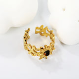 13mm Sunburst Pearl/Turquoise/Tiger Eye Split Ring Gold 8