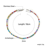 2024 New Year 2~3mm Round Mixed Color Diamond Button Head Bracelet 17cm