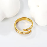 New PVD 18K gold plated with white diamonds open ring