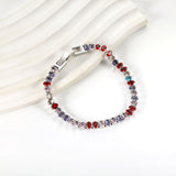 5*3.5mm Oval White/Purple/Red/Pink/Aquamarine/Mixed Color Genuine Zirconium Clasp Bracelet 17cm Steel/Gold