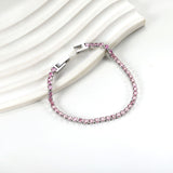 2mm/3mm round purple/pink/mixed/black crystal/white zirconium clasp bracelet 17cm steel/gold color