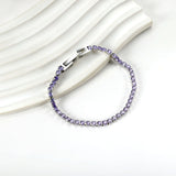 2mm/3mm round purple/pink/mixed/black crystal/white zirconium clasp bracelet 17cm steel/gold color