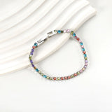 2mm/3mm round purple/pink/mixed/black crystal/white zirconium clasp bracelet 17cm steel/gold color