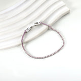 2mm/3mm round purple/pink/mixed/black crystal/white zirconium clasp bracelet 17cm steel/gold color