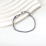 2mm/3mm round purple/pink/mixed/black crystal/white zirconium clasp bracelet 17cm steel/gold color