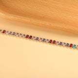 5*3.5mm Oval White/Purple/Red/Pink/Aquamarine/Mixed Color Genuine Zirconium Clasp Bracelet 17cm Steel/Gold