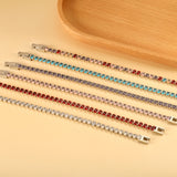 5*3.5mm Oval White/Purple/Red/Pink/Aquamarine/Mixed Color Genuine Zirconium Clasp Bracelet 17cm Steel/Gold