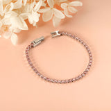 2mm/3mm round purple/pink/mixed/black crystal/white zirconium clasp bracelet 17cm steel/gold color