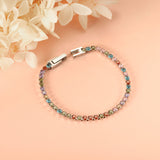 2mm/3mm round purple/pink/mixed/black crystal/white zirconium clasp bracelet 17cm steel/gold color