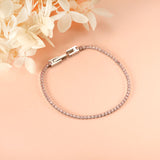 2mm/3mm round purple/pink/mixed/black crystal/white zirconium clasp bracelet 17cm steel/gold color