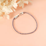 2mm/3mm round purple/pink/mixed/black crystal/white zirconium clasp bracelet 17cm steel/gold color