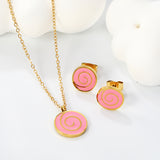 Bobbleboard Candy with Powder Drip Oil Set 0.3 Cross 40+5cm+6mm Round Plaque Earrings: 10.3*9.5mm Pendant: 12.3*11.5mm Steel Color/Golden Color