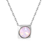 Square Pendant with white & mineral black & deep purple & light purple & red & pink & deep blue & light blue & deep green & light green & white opal & pink opal pendant 10mm necklace 43+5cm