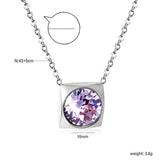 Square Pendant with white & mineral black & deep purple & light purple & red & pink & deep blue & light blue & deep green & light green & white opal & pink opal pendant 10mm necklace 43+5cm