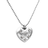 15*16.8mm heart with 6 white diamonds pendant+1.2mm bobble chain necklace 45+5cm