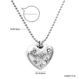 15*16.8mm heart with 6 white diamonds pendant+1.2mm bobble chain necklace 45+5cm