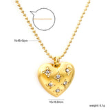 15*16.8mm heart with 6 white diamonds pendant+1.2mm bobble chain necklace 45+5cm