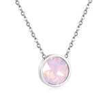 Round with white & mineral black & deep purple & light purple & red & pink & deep blue & light blue & deep green & light green & white opal & pink opal pendant 10mm necklace 43+5cm