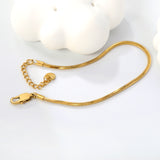 2.0mm/2.4mm Square Snake Bone Bracelet 18+3cm+6mm Round Tail Plaque Steel/Golden