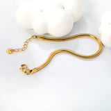 3.2mm Round Snake Bone Chain Bracelet 18+3cm+6mm Round Tail Plate Steel/Gold