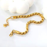 5mm Dan S Chain Bracelet 18+3cm+6mm Round Tail Tag Steel/Golden