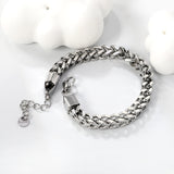 W 6mm Chain Bracelet 18+3cm+6mm Round End Tag Steel/Gold