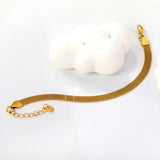 W6mm*Thick1mm Flat Mesh Bracelet18+3cm+6mm Round Tail Plaque Steel/Golden