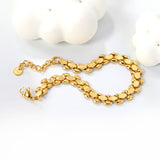 W8mm*Thick2.4mm Chain Bracelet18+3cm+6mm Round Tail Plaque Gold Color