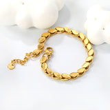 W6.3mm*Th4.2mm Chain Bracelet 18+3cm+6mm Round End Plaque Gold Color