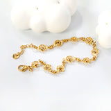 7.5mm Chain Bracelet 18+3cm+6mm Round Tail Plaque Gold Color