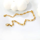 4.3mm Chain Bracelet 18+3cm+6mm Round Tail Plaque Gold Color